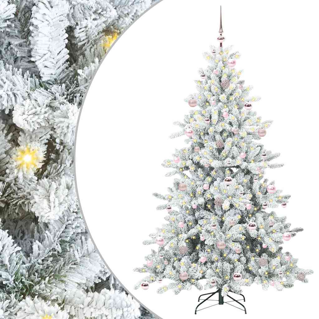 Artificial Hinged Christmas Tree White 210 cm PVC and Steel