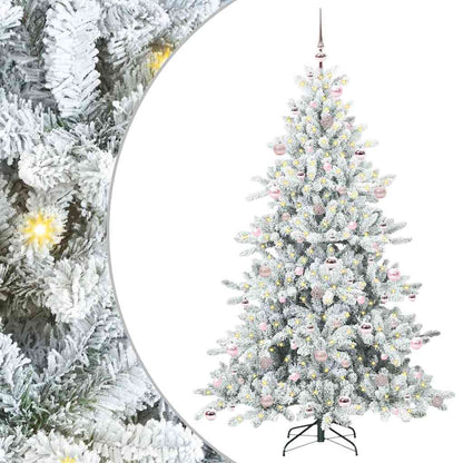 Artificial Hinged Christmas Tree White 210 cm PVC and Steel