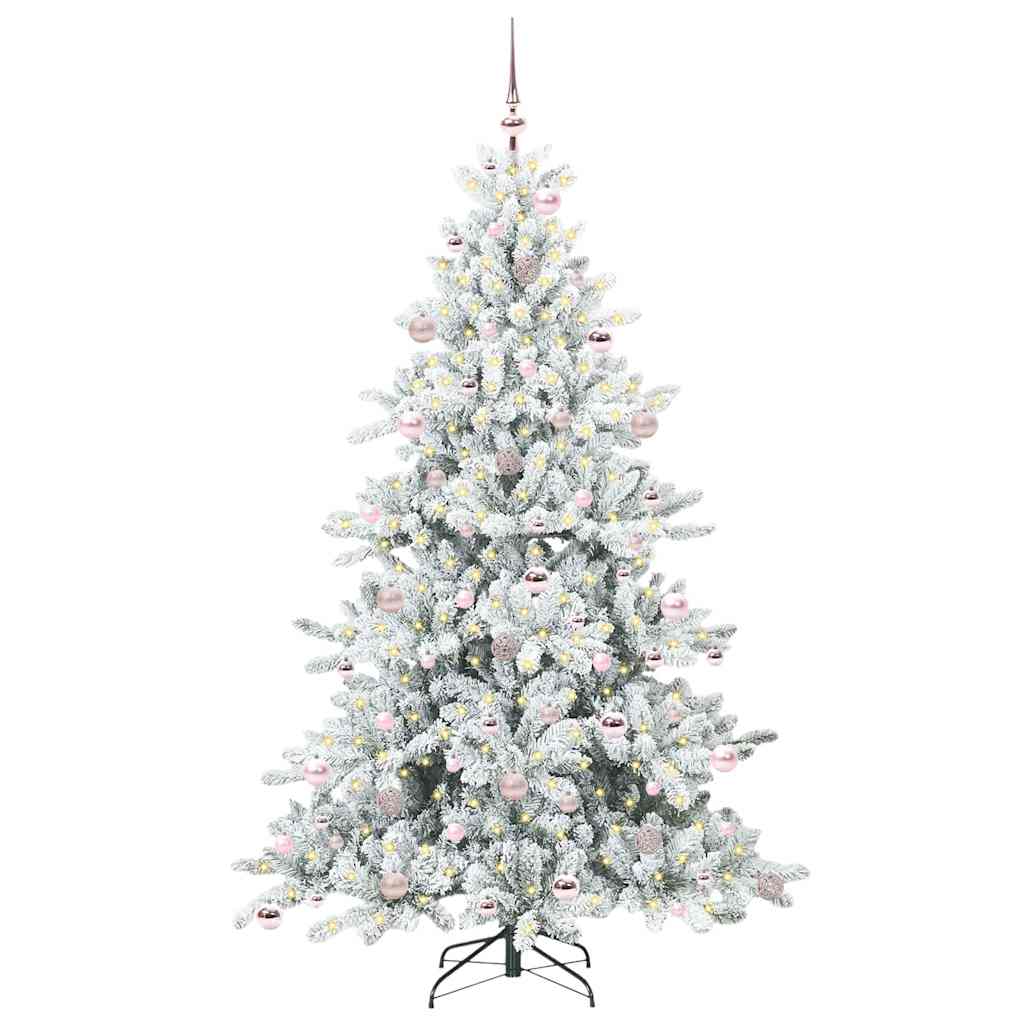Artificial Hinged Christmas Tree White 210 cm PVC and Steel