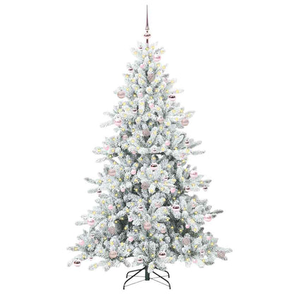 Artificial Hinged Christmas Tree White 210 cm PVC and Steel