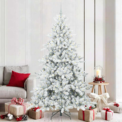 Artificial Hinged Christmas Tree White 210 cm PVC and Steel