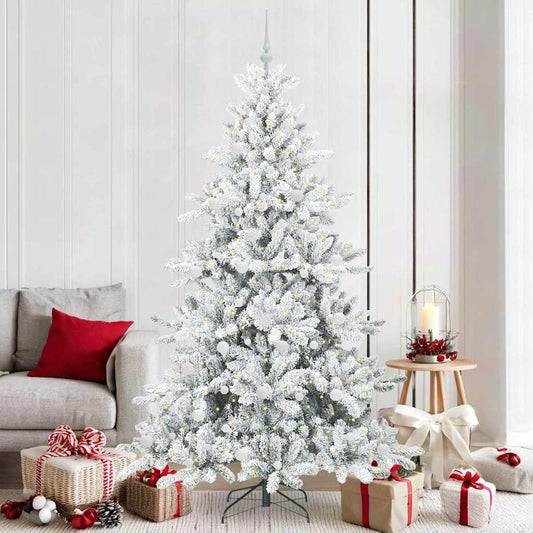 Artificial Hinged Christmas Tree White 210 cm PVC and Steel
