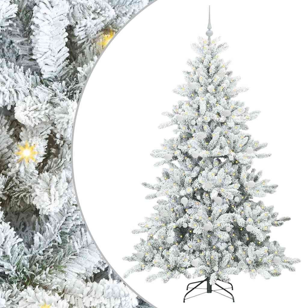 Artificial Hinged Christmas Tree White 210 cm PVC and Steel