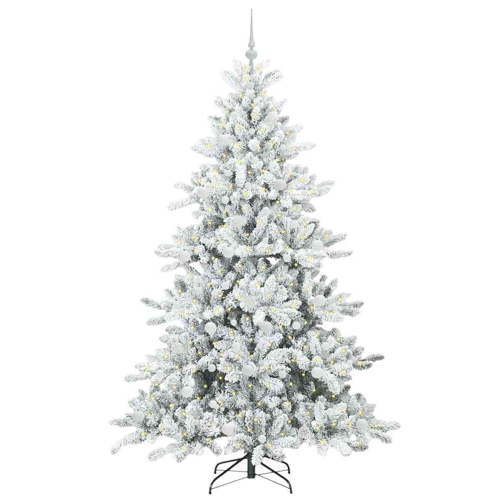 Artificial Hinged Christmas Tree White 210 cm PVC and Steel