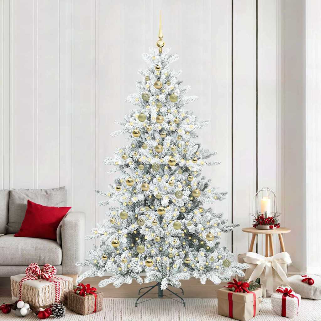 Artificial Hinged Christmas Tree White 210 cm PVC and Steel