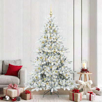 Artificial Hinged Christmas Tree White 210 cm PVC and Steel