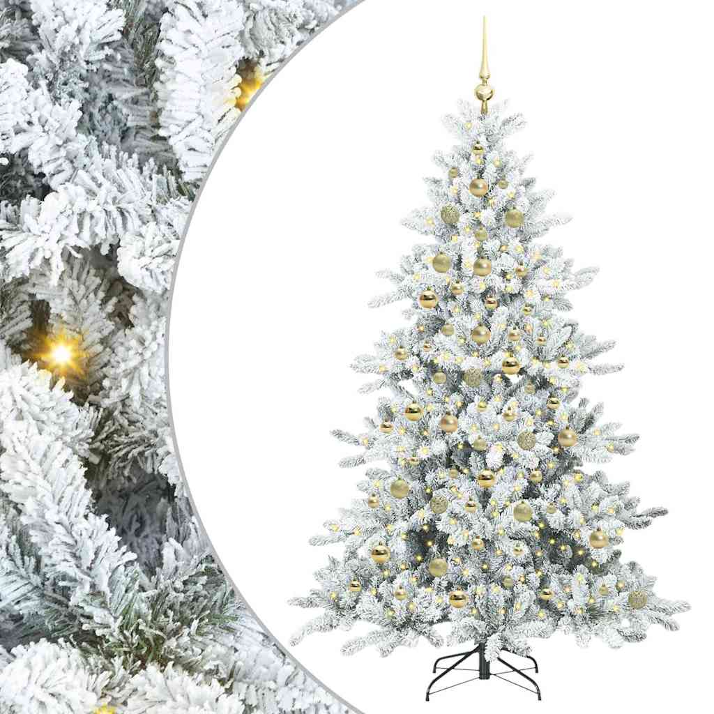 Artificial Hinged Christmas Tree White 210 cm PVC and Steel