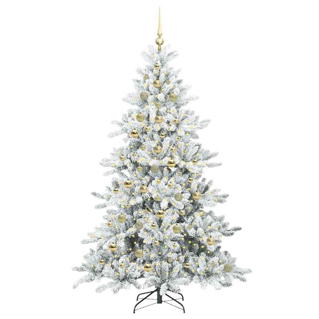 Artificial Hinged Christmas Tree White 210 cm PVC and Steel