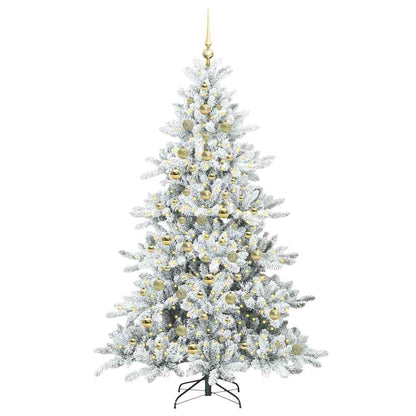 Artificial Hinged Christmas Tree White 210 cm PVC and Steel