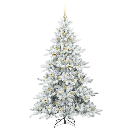 Artificial Hinged Christmas Tree White 210 cm PVC and Steel