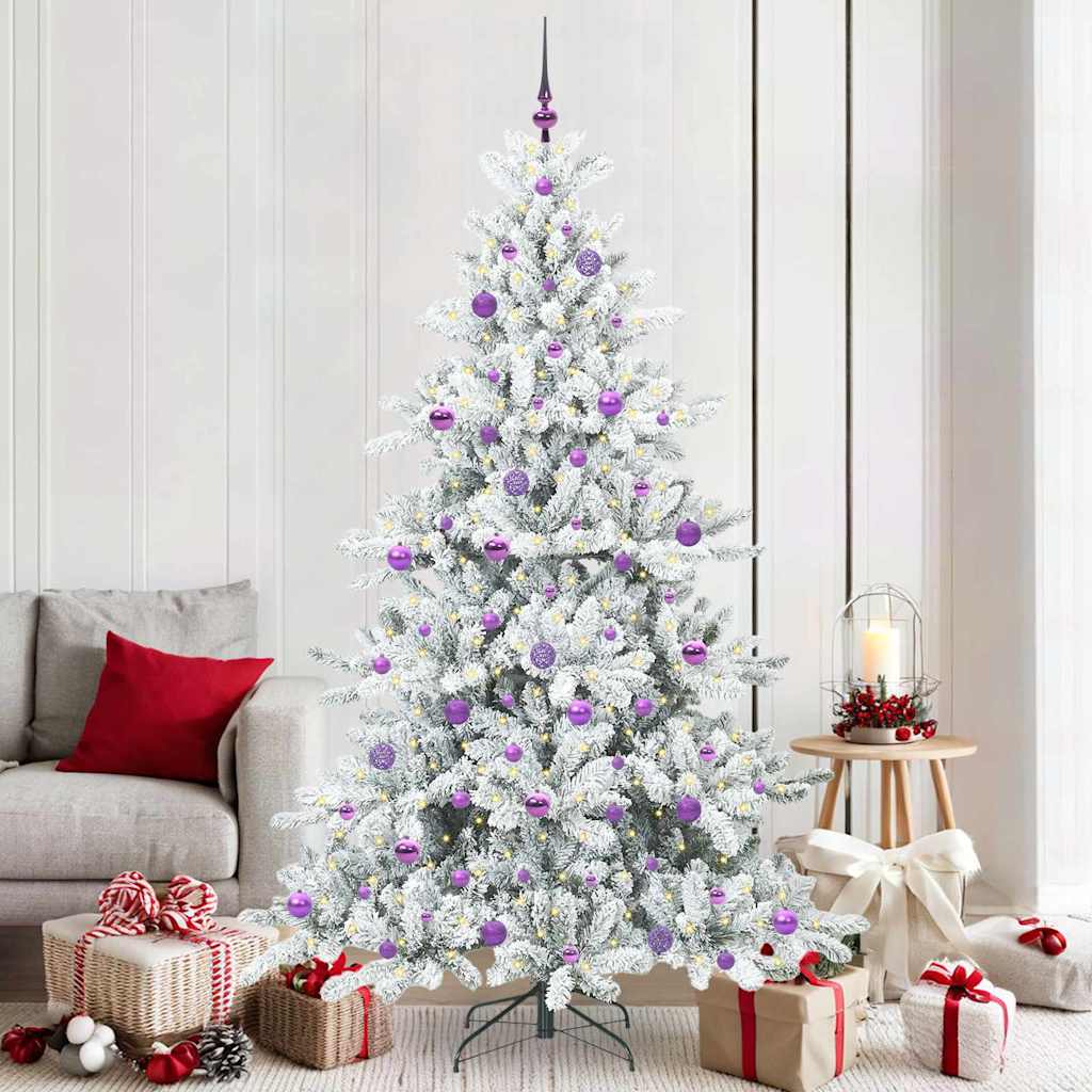 Artificial Hinged Christmas Tree White 210 cm PVC and Steel