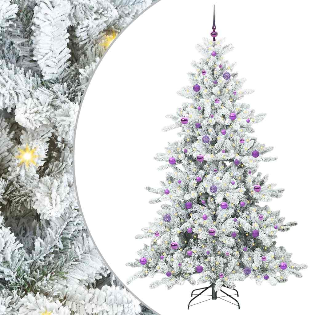 Artificial Hinged Christmas Tree White 210 cm PVC and Steel