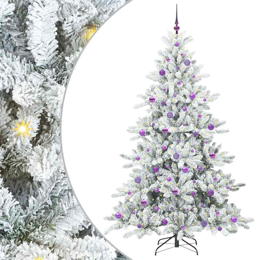 Artificial Hinged Christmas Tree White 210 cm PVC and Steel