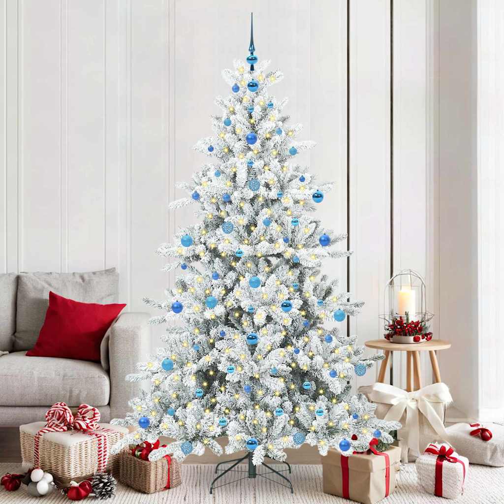 Artificial Hinged Christmas Tree White 210 cm PVC and Steel