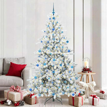 Artificial Hinged Christmas Tree White 210 cm PVC and Steel
