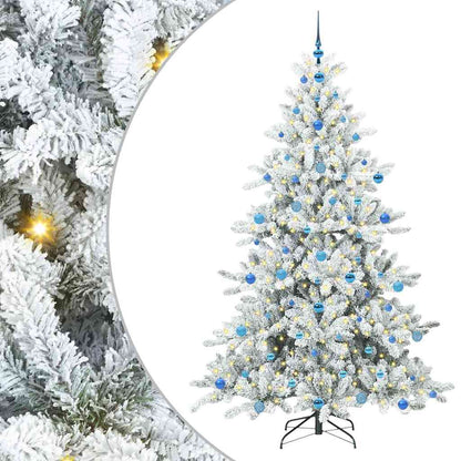 Artificial Hinged Christmas Tree White 210 cm PVC and Steel