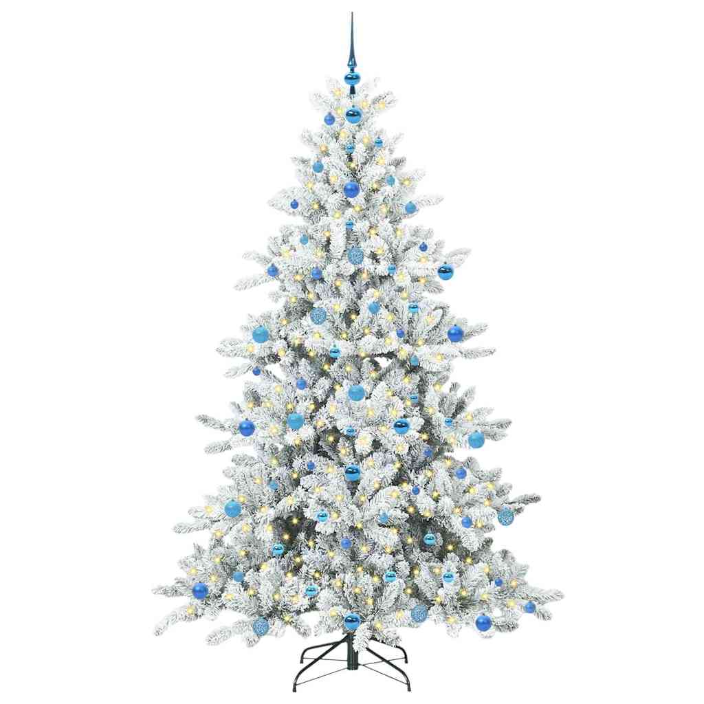 Artificial Hinged Christmas Tree White 210 cm PVC and Steel