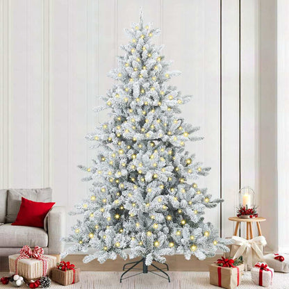 Artificial Hinged Christmas Tree White 240 cm PVC and Steel