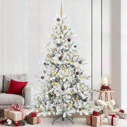 Artificial Hinged Christmas Tree White 240 cm PVC and Steel