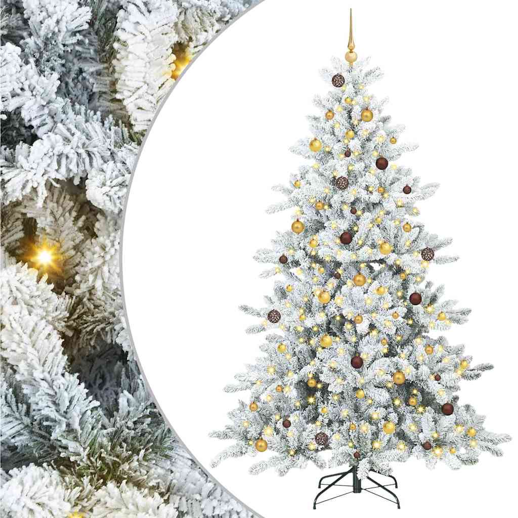 Artificial Hinged Christmas Tree White 240 cm PVC and Steel