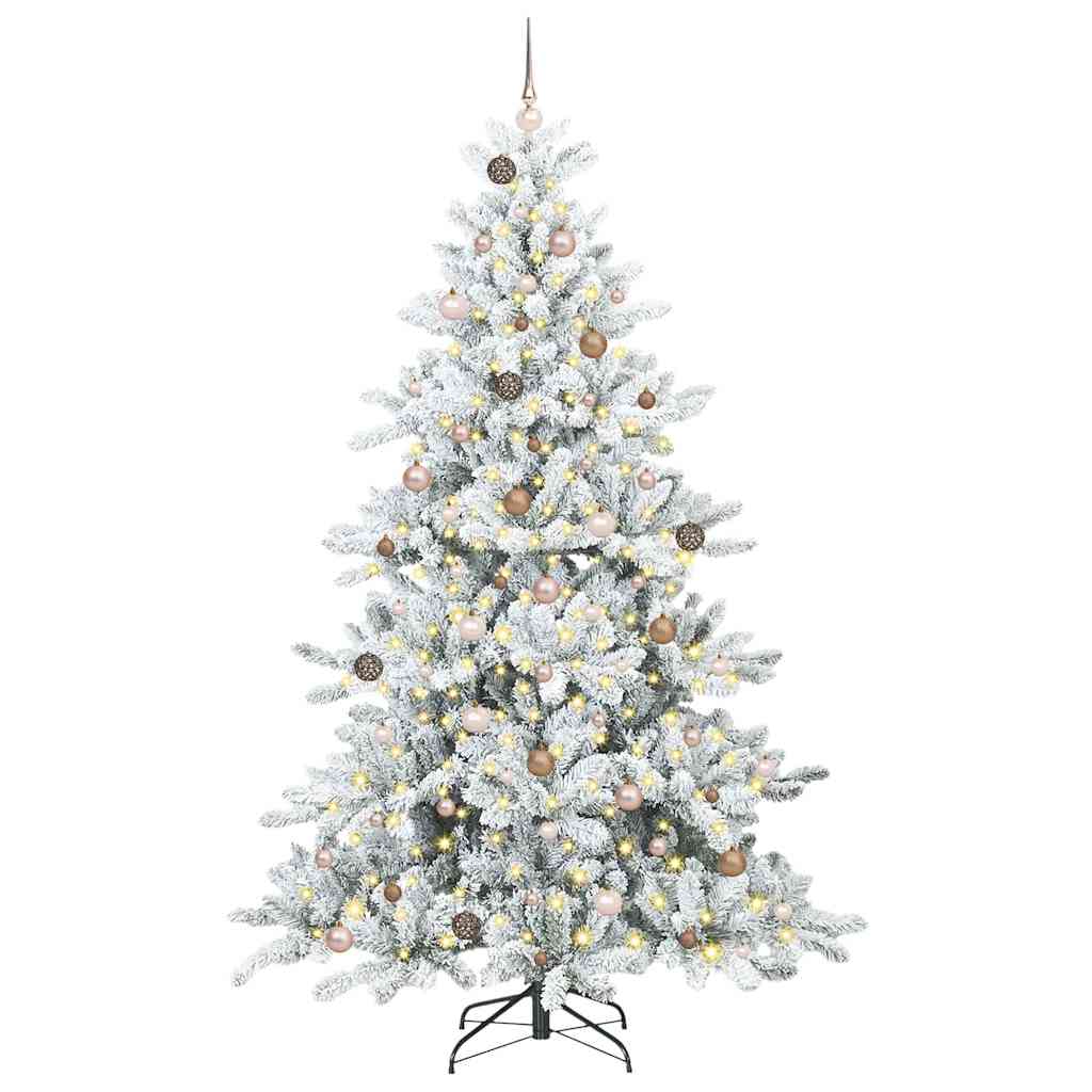 Artificial Hinged Christmas Tree White 240 cm PVC and Steel