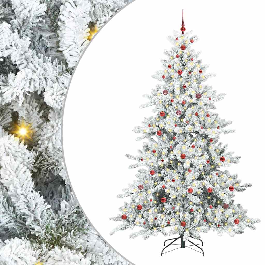Artificial Hinged Christmas Tree White 240 cm PVC and Steel