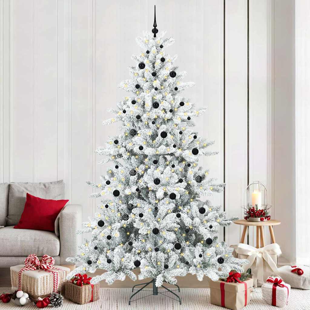 Artificial Hinged Christmas Tree White 240 cm PVC and Steel