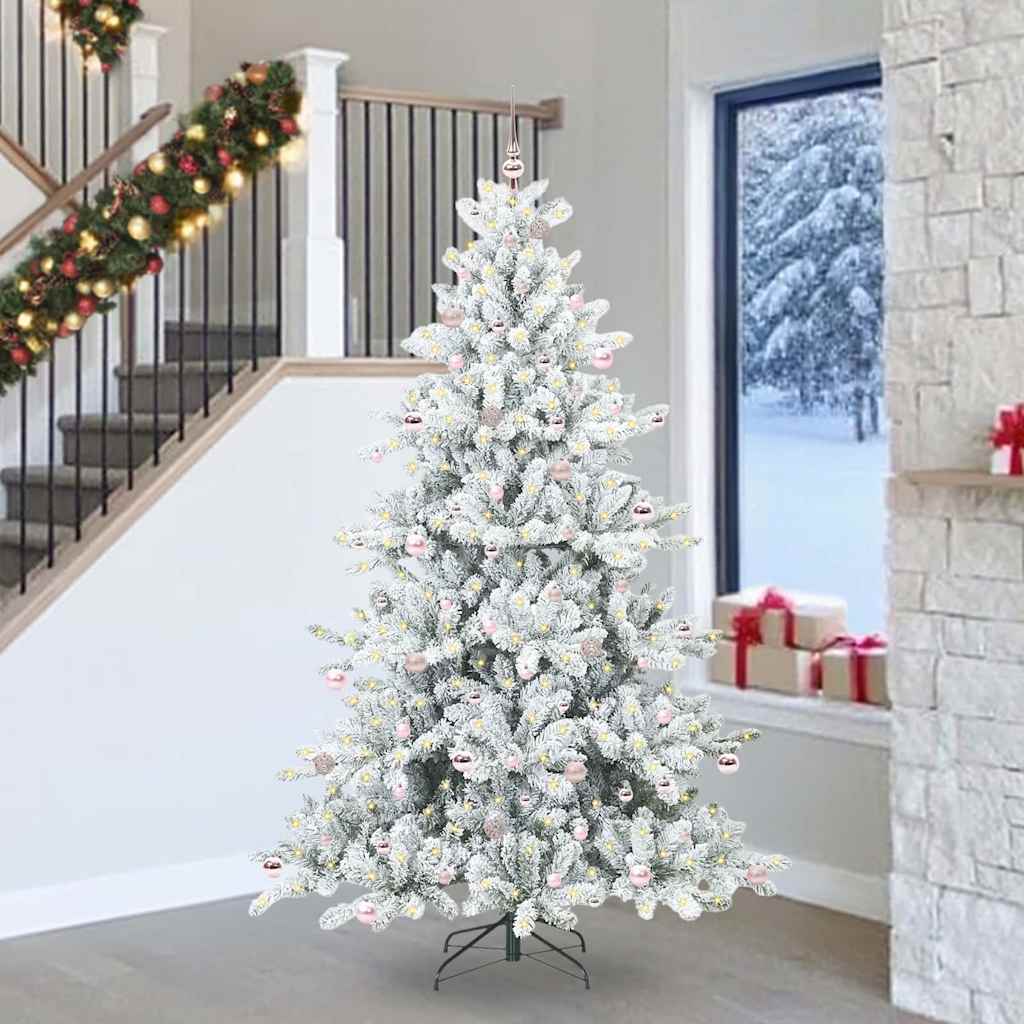 Artificial Hinged Christmas Tree White 240 cm PVC and Steel