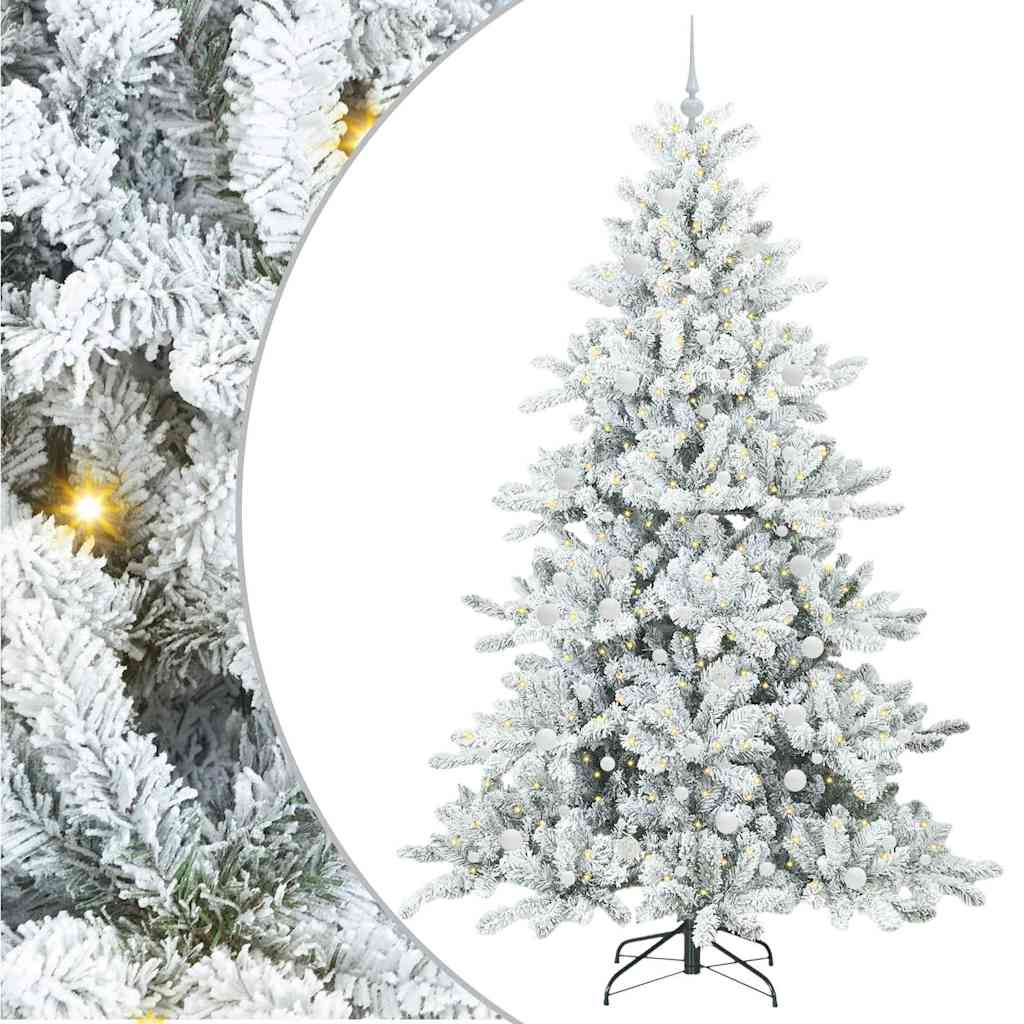 Artificial Hinged Christmas Tree White 240 cm PVC and Steel