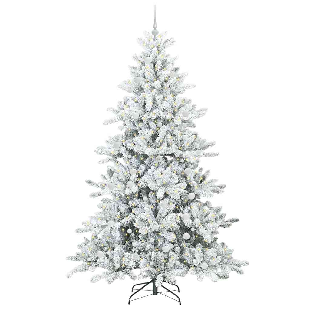 Artificial Hinged Christmas Tree White 240 cm PVC and Steel