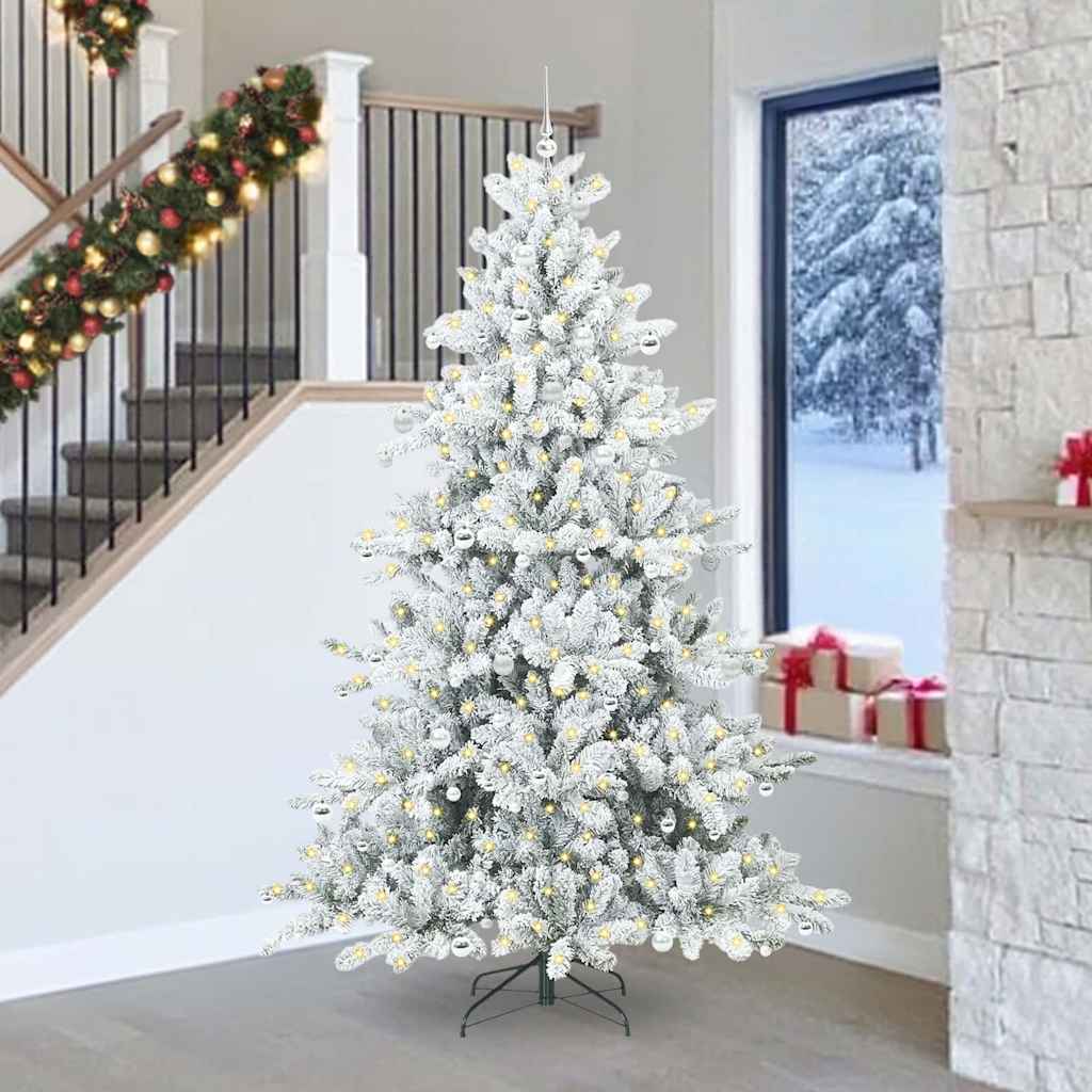 Artificial Hinged Christmas Tree White 240 cm PVC and Steel