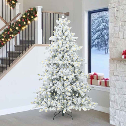 Artificial Hinged Christmas Tree White 240 cm PVC and Steel