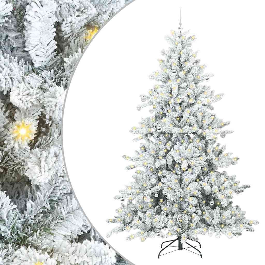 Artificial Hinged Christmas Tree White 240 cm PVC and Steel