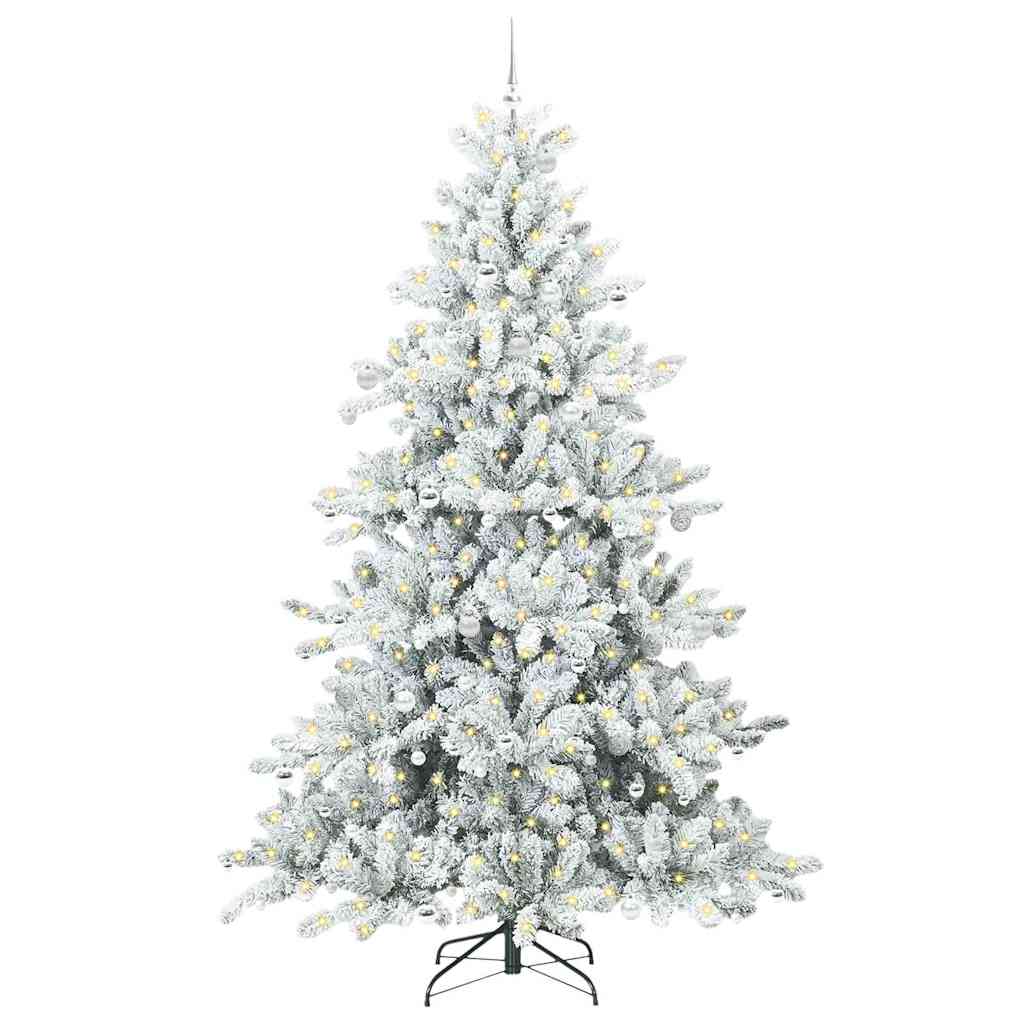 Artificial Hinged Christmas Tree White 240 cm PVC and Steel