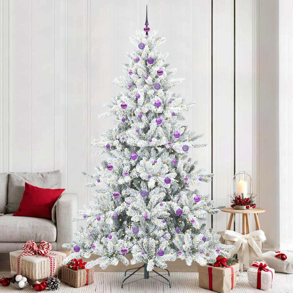 Artificial Hinged Christmas Tree White 240 cm PVC and Steel