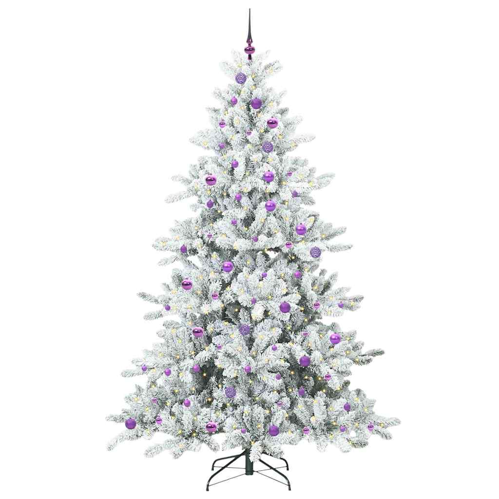 Artificial Hinged Christmas Tree White 240 cm PVC and Steel