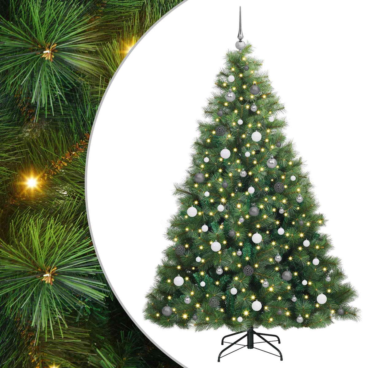 Artificial Christmas Tree with 300 LEDs Green 210 cm PE and PVC