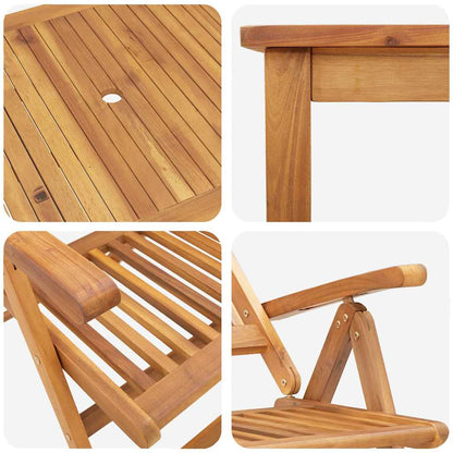 Garden Dining Set Folding 7 pcs Brown Solid Acacia Wood
