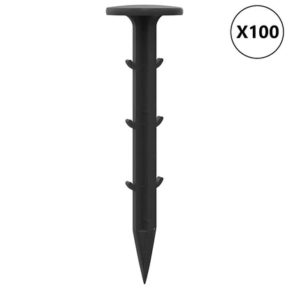 Ground Pegs 100 pcs Black Ø3 x 11 cm Plastic
