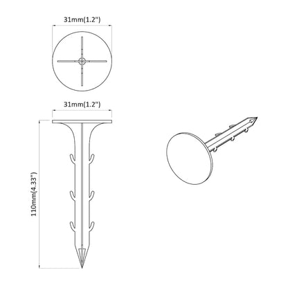 Ground Pegs 500 pcs Black Ø3 x 11 cm Plastic
