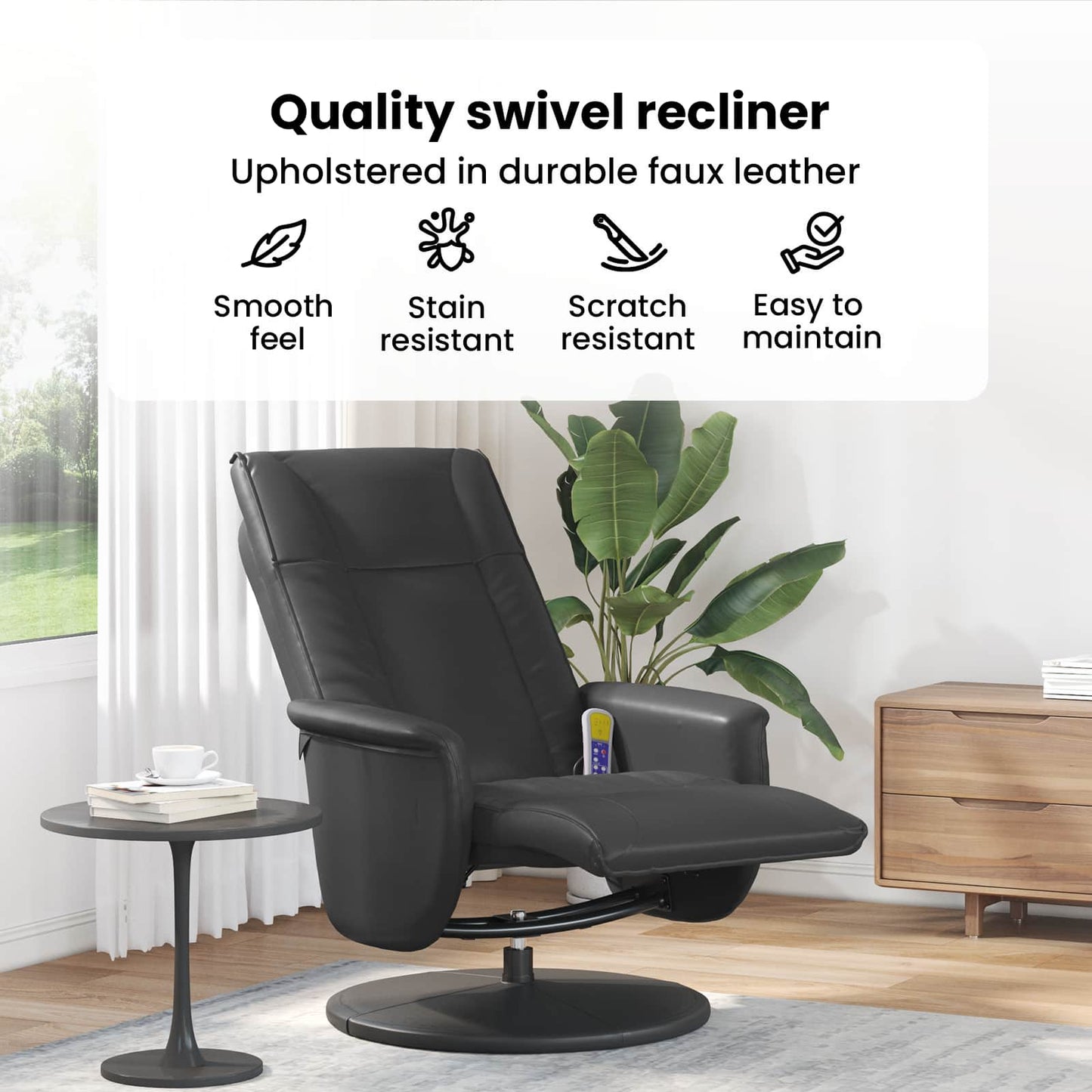 Swivel Massage Recliner Chair Black 71 x 90 x 105 cm