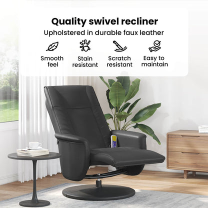 Swivel Massage Recliner Chair Black 71 x 90 x 105 cm