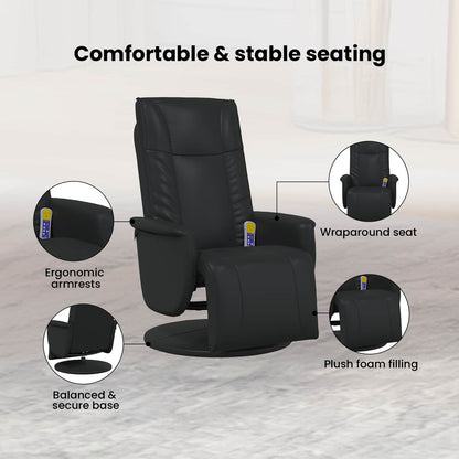 Swivel Massage Recliner Chair Black 71 x 90 x 105 cm
