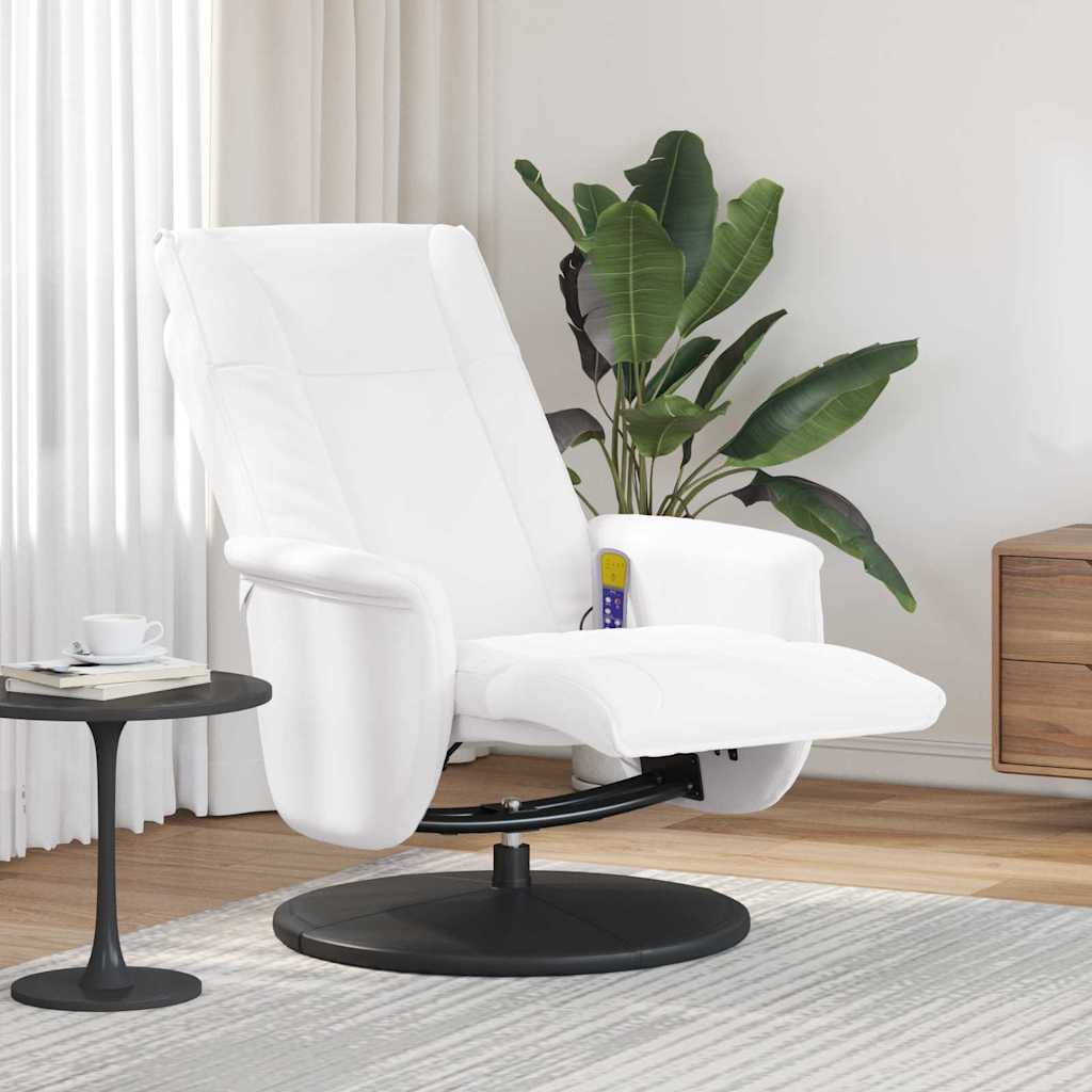 Swivel Massage Recliner Chair White 71 x 90 x 105 cm