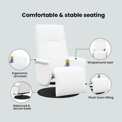 Swivel Massage Recliner Chair White 71 x 90 x 105 cm