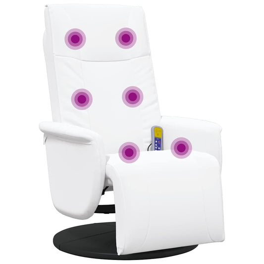 Swivel Massage Recliner Chair White 71 x 90 x 105 cm