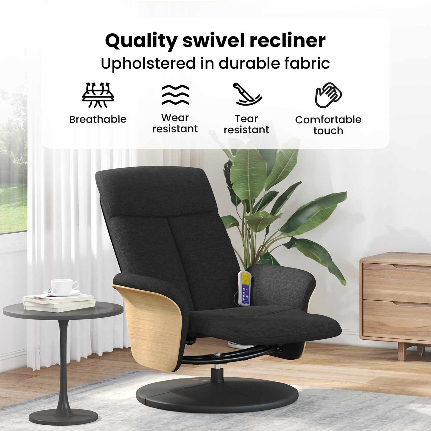 Massage Recliner Chair Black 79 x 87 x 104.5 cm Fabric