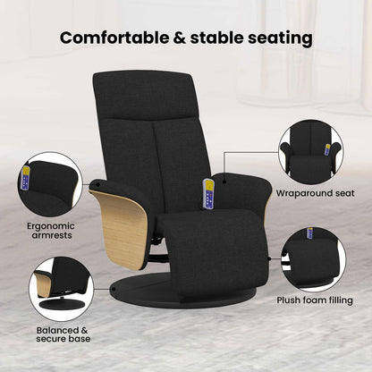 Massage Recliner Chair Black 79 x 87 x 104.5 cm Fabric