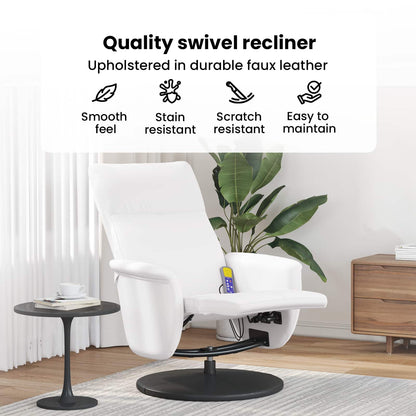 Massage Recliner Chair White 71 x 90 x 105 cm Faux Leather
