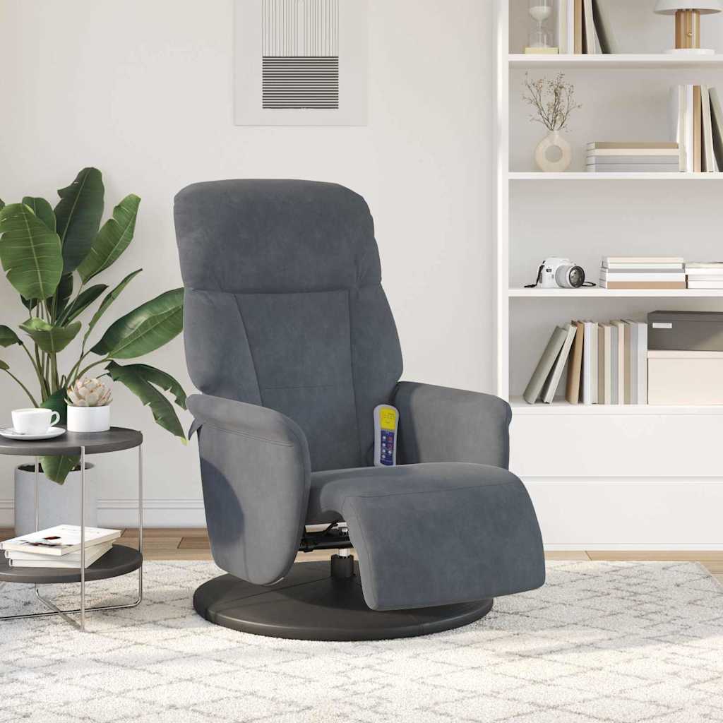 Massage Recliner Chair Dark Grey 91 x 71 x 105 cm Velvet